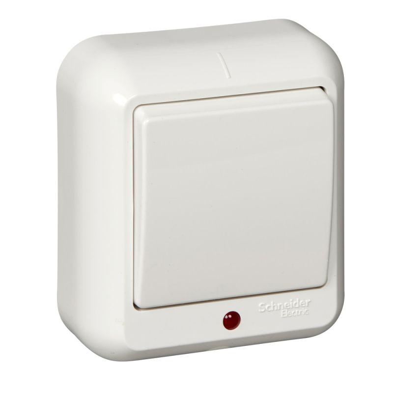 Выключатель 1-кл. ОП Прима 6А IP20 с индикацией сл. кость (опт. упак.) SchE A16-046-S