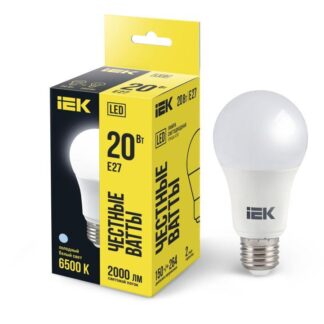 Лампа светодиодная A60 20Вт грушевидная 230В 6500К E27 IEK LLE-A60-20-230-65-E27