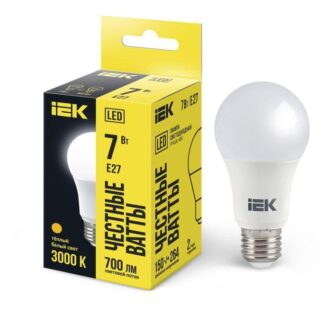 Лампа светодиодная A60 7Вт грушевидная 3000К тепл. бел. E27 630лм 230-240В IEK LLE-A60-7-230-30-E27