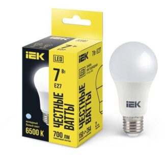 Лампа светодиодная A60 7Вт грушевидная 230В 6500К E27 IEK LLE-A60-7-230-65-E27