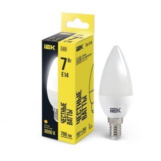Лампа светодиодная C35 7Вт свеча 3000К E14 230В IEK LLE-C35-7-230-30-E14
