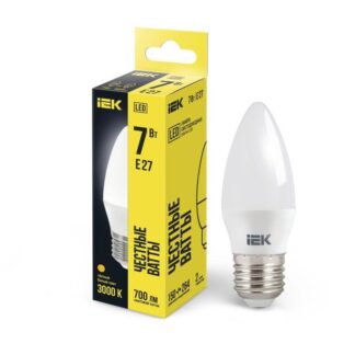 Лампа светодиодная C35 7Вт свеча 3000К E27 230В IEK LLE-C35-7-230-30-E27