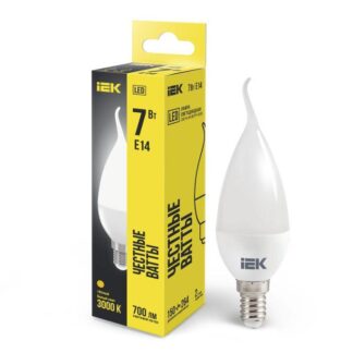 Лампа светодиодная CB35 7Вт свеча на ветру 3000К E14 230В IEK LLE-CB35-7-230-30-E14