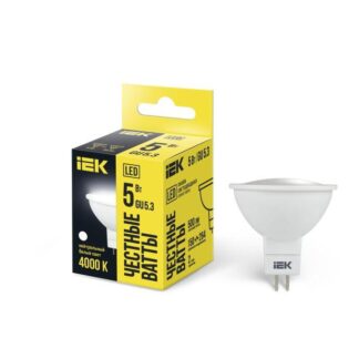 Лампа светодиодная 5Вт MR16 софит 4000К нейтр. бел. GU5.3 450лм 230-240В IEK LLE-MR16-5-230-40-GU5