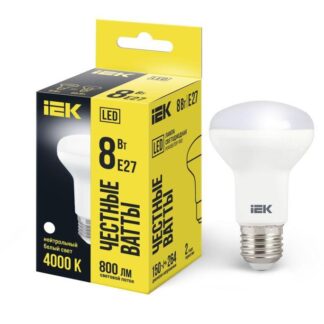 Лампа светодиодная 8Вт R63 4000К нейтр. бел. E27 720лм 230-240В IEK LLE-R63-8-230-40-E27