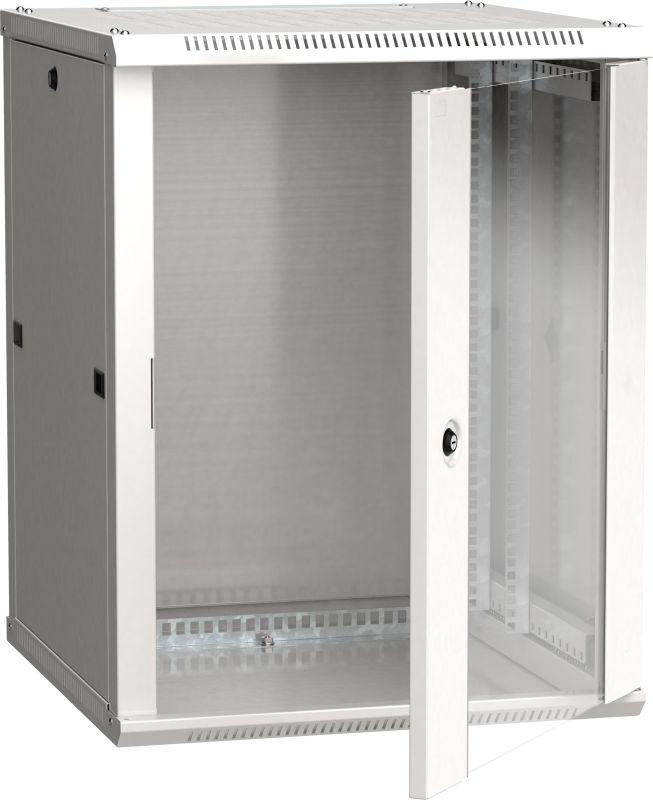 Шкаф 19 дюйм LINEA W 18U 600х600мм настен. стекл. дверь RAL7035 ITK LWR3-18U66-GF