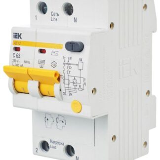 Выключатель автоматический дифференциального тока 2п C 63А 300мА тип AC 4.5кА АД-12 KARAT IEK MAD10-2-063-C-300