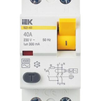 Выключатель дифференциального тока (УЗО) 2п 40А 300мА тип AC ВД1-63 KARAT IEK MDV10-2-040-300