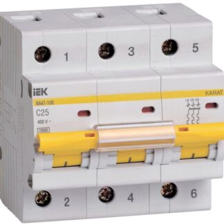 Выключатель автоматический модульный 3п C 25А 10кА ВА47-100 KARAT IEK MVA40-3-025-C