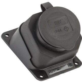 Розетка 1-м Омега РБу13-1-0м IP44 угловая настен. с заземл. с защ. крышкой каучук черн. IEK PKR22-016-2-K02