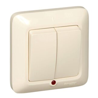Выключатель 2-кл. СП Прима 6А IP20 с индикацией сл. кость (опт. упак.) SchE S56-039-S
