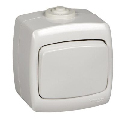 Переключатель проходной 1-кл. ОП Рондо 6А IP44 250В бел. SchE VA66-102B-BI