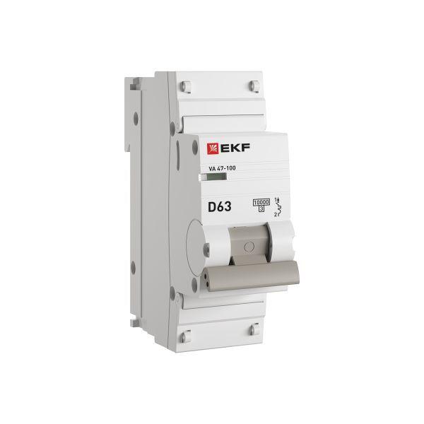Выключатель автоматический модульный 1п D 63А 10кА ВА 47-100 PROxima EKF mcb47100-1-63D-pro