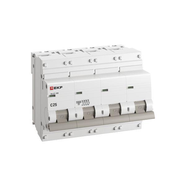 Выключатель автоматический модульный 4п C 25А 10кА ВА 47-100 PROxima EKF mcb47100-4-25C-pro