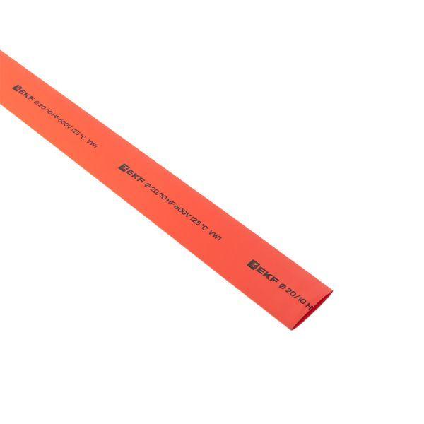 Трубка термоусадочная ТУТ нг 20/10 красн. 1м (уп.50м) PROxima EKF tut-20-r-1m