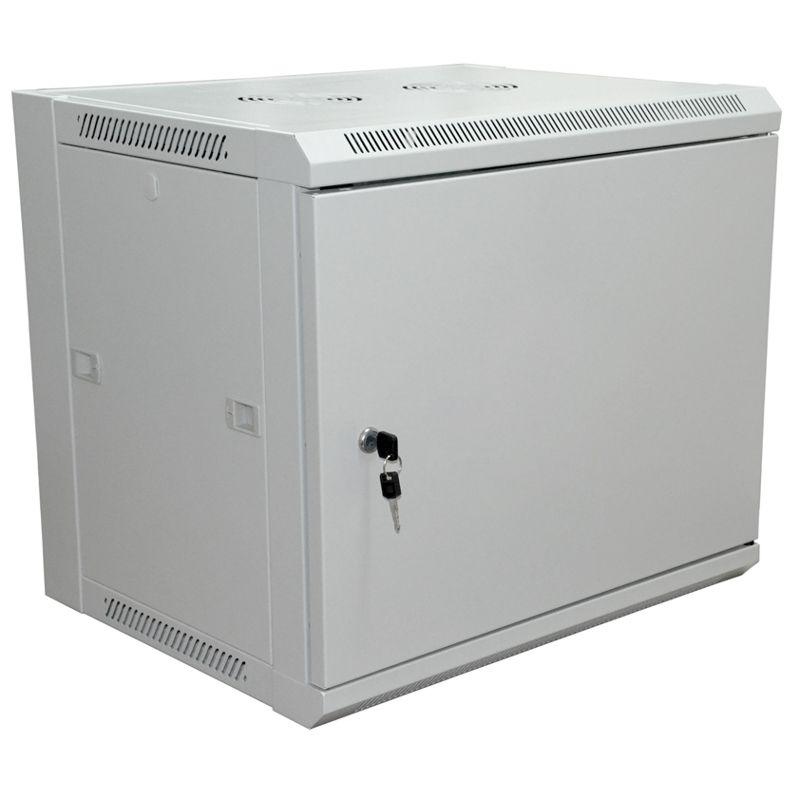 Шкаф настенный 19дюйм 6U 600х450х370мм (ШхГхВ) передняя дверь металл боковые стенки съемные (разобранный) RAL7035 Rex...