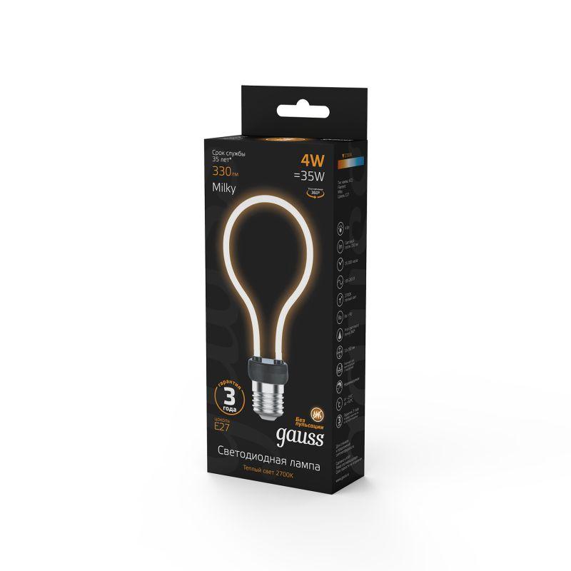 Лампа светодиодная филаментная Black Filament 4Вт контурная Artline A72 матовая 2700К тепл. бел. E27 330лм GAUSS 1004...