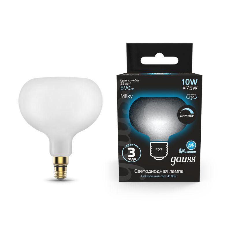Лампа светодиодная филаментная Black Filament 10Вт A190 грушевидная матовая 4100К нейтр. бел. E27 890лм диммир. GAUSS...