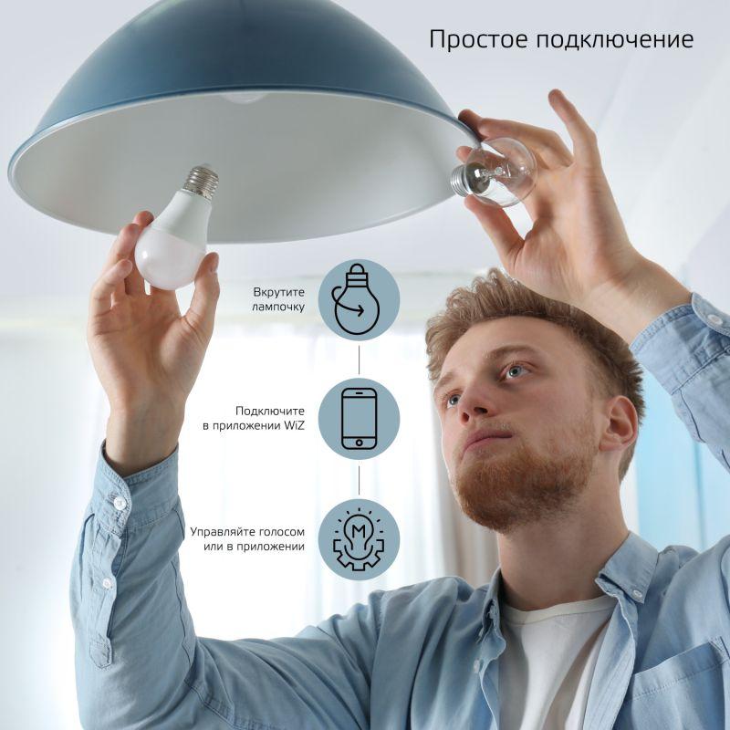 Лампа светодиодная умная Smart Home 10Вт A60 грушевидная 2700-6500К E27 1055лм измен. цветов. темпер.+ диммир. управл...