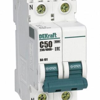 Выключатель автоматический модульный 2п (1P+N) C 50А 4.5кА ВА-101 DEKraft 11187DEK