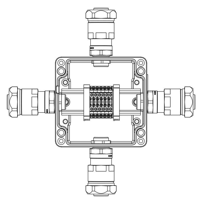 Корпус взрывозащищенный 120х120х90мм1Ex e IIC Т5 Gb / Ex tb IIIB T95град.C Db IP66 алюм. DKC 1201.121.20.012