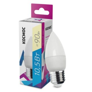 Лампа светодиодная 10.5Вт свеча 3000К тепл. бел. E27 220В КОСМОС LkecLED10.5wCNE2730