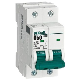 Выключатель автоматический модульный 2п C 50А 6кА ВА-103M без теплозащиты DEKraft 12516DEK