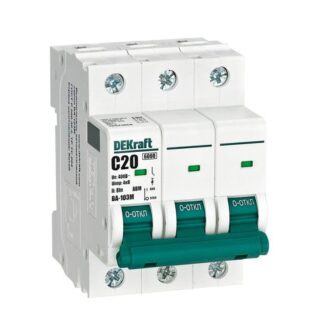 Выключатель автоматический модульный 3п C 20А 6кА ВА-103M без теплозащиты DEKraft 12521DEK