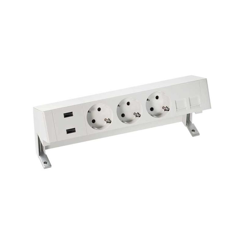 Блок розеточный настольный Simon 400 3х2P+E 2хUSB зарядное устройство адаптер для 2хRJ45 моноблок бел. Simon 42523020...