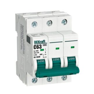 Выключатель автоматический модульный 3п C 63А 6кА ВА-103M без теплозащиты DEKraft 12526DEK