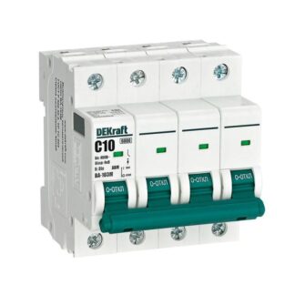 Выключатель автоматический модульный 4п C 10А 6кА ВА-103M без теплозащиты DEKraft 12528DEK