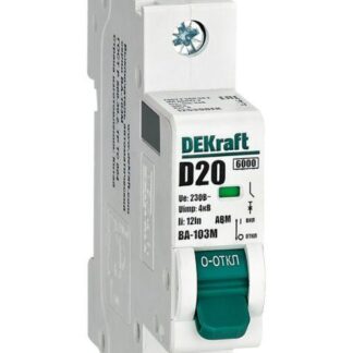 Выключатель автоматический модульный 1п D 20А 6кА ВА-103M без теплозащиты DEKraft 12539DEK