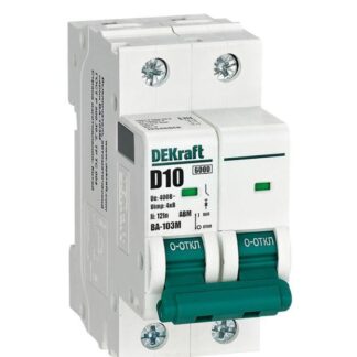 Выключатель автоматический модульный 2п D 10А 6кА ВА-103M без теплозащиты DEKraft 12546DEK