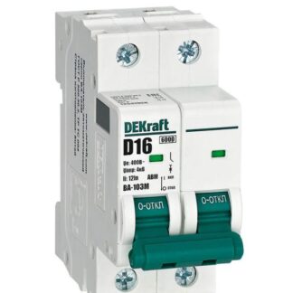 Выключатель автоматический модульный 2п D 16А 6кА ВА-103M без теплозащиты DEKraft 12547DEK