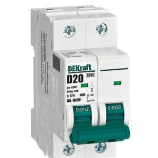 Выключатель автоматический модульный 2п D 20А 6кА ВА-103M без теплозащиты DEKraft 12548DEK