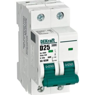 Выключатель автоматический модульный 2п D 25А 6кА ВА-103M без теплозащиты DEKraft 12549DEK