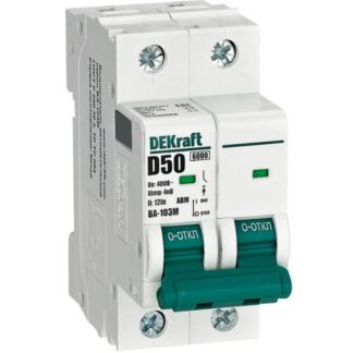 Выключатель автоматический модульный 2п D 50А 6кА ВА-103M без теплозащиты DEKraft 12552DEK