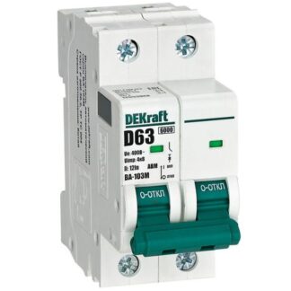 Выключатель автоматический модульный 2п D 63А 6кА ВА-103M без теплозащиты DEKraft 12553DEK