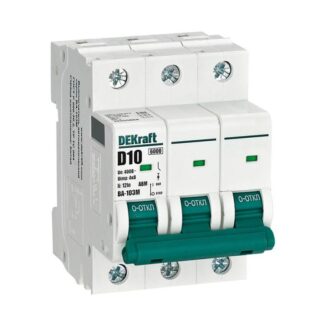 Выключатель автоматический модульный 3п D 10А 6кА ВА-103M без теплозащиты DEKraft 12555DEK