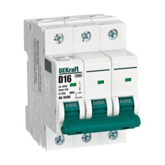 Выключатель автоматический модульный 3п D 16А 6кА ВА-103M без теплозащиты DEKraft 12556DEK