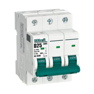 Выключатель автоматический модульный 3п D 25А 6кА ВА-103M без теплозащиты DEKraft 12558DEK