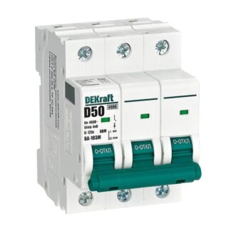 Выключатель автоматический модульный 3п D 50А 6кА ВА-103M без теплозащиты DEKraft 12561DEK