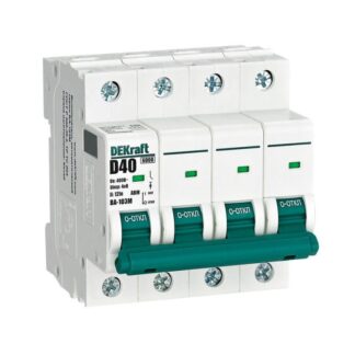 Выключатель автоматический модульный 4п D 40А 6кА ВА-103M без теплозащиты DEKraft 12569DEK