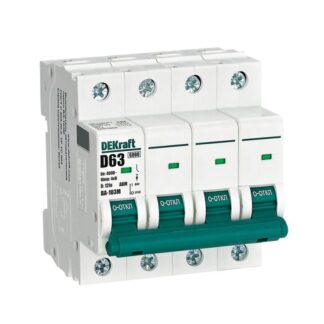 Выключатель автоматический модульный 4п D 63А 6кА ВА-103M без теплозащиты DEKraft 12571DEK