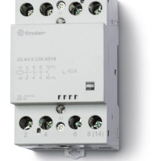 Контактор модульный 3NO + 1NC 40А AgSnO2 230В AC/DC 53.5мм IP20 опции: мех. индикатор FINDER 224402304710