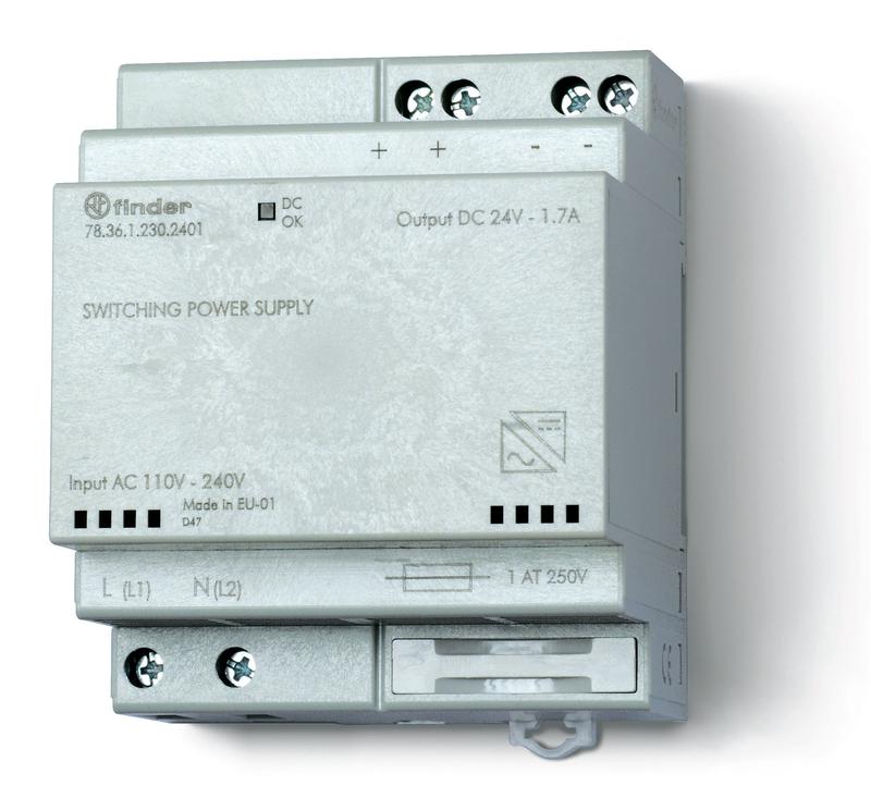 Источник питания импульсный вход 110...240В AC / выход 24В DC 36Вт модульный 70мм предохранитель входой цепи IP20 FIN...