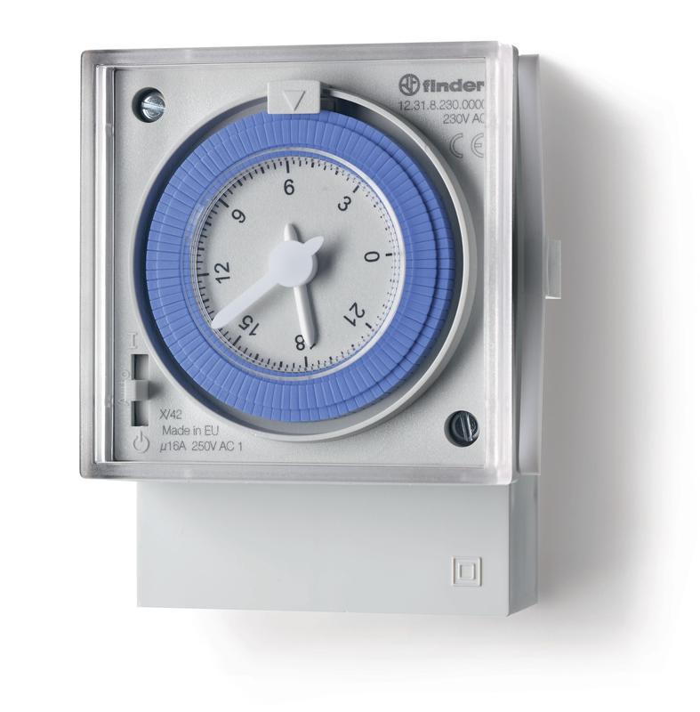 Реле времени механическое суточное 16А 120...230В AC 1CO монтаж на панель резервн. источник питания IP20 FINDER 12318...