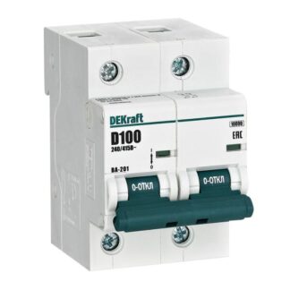 Выключатель автоматический модульный 2п D 100А 10кА ВА-201 DEKraft 13018DEK
