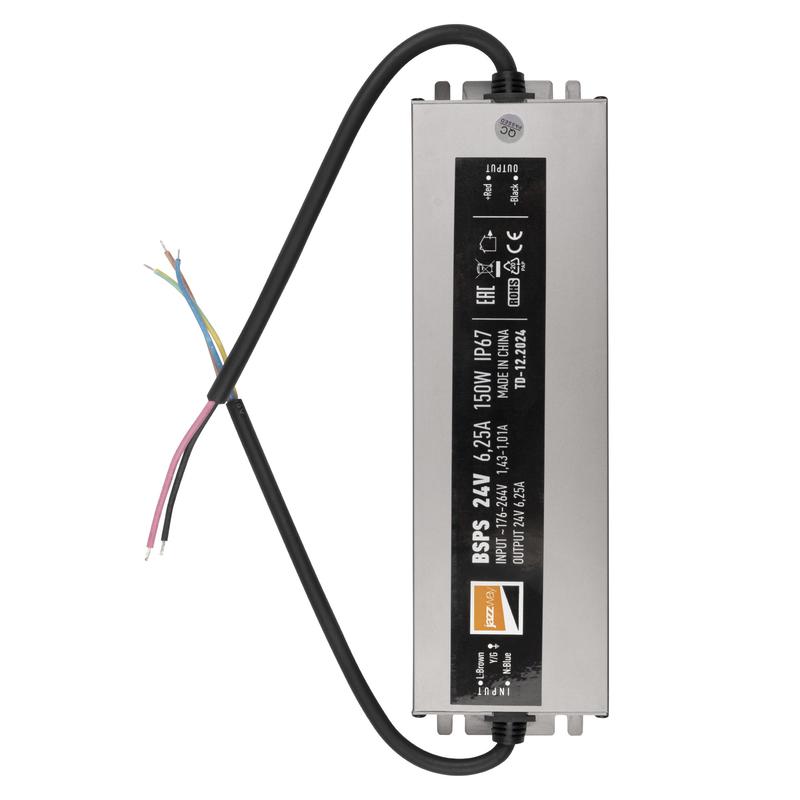 Блок питания для светодиодной ленты 150Вт 6.25А 24В IP67 BSPS влагозащ. метал. Pro+ JazzWay 5024212