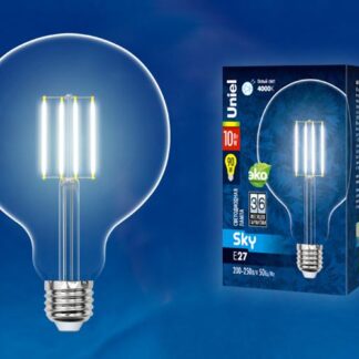 Лампа светодиодная LED-G125-10W/NW/E27/CL PLS02WH Sky прозр. картон Uniel UL-00004859